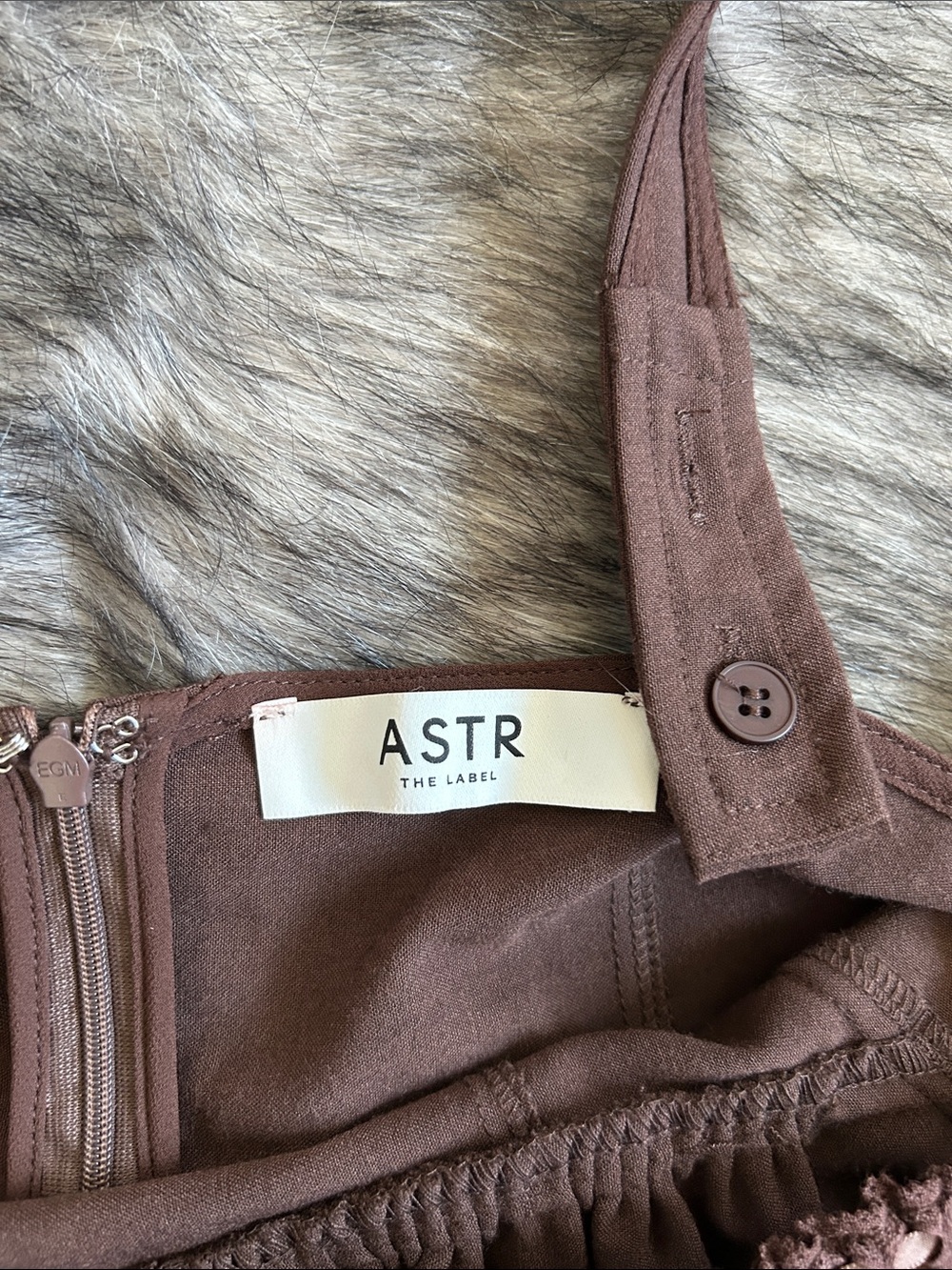 ASTR The Label Brown Ruched Square Neck Tank Top Bow Tie Small - Picture 5 of 7
